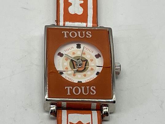 Authentic Womens Orange Stainless Steel Two Piece Strap Analog Wristwatch image number 3