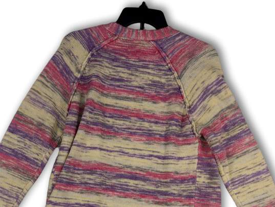 Womens Multicolor Knitted Pockets Open Front Cardigan Sweater Size Small image number 4
