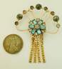 VNTG Icy Blue Gold Tone Earrings & Brooch image number 4