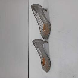 Adrianna Papell Silver Peep Toe Sheer Heels Women's Size 6.5M alternative image