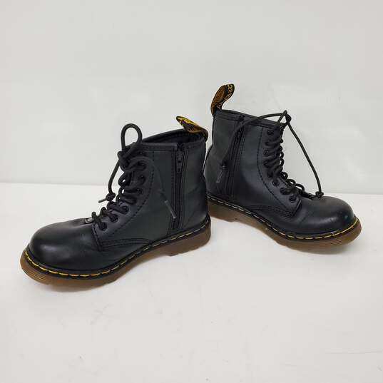 Dr. Martens 1460 Youth 8 Eye Lace Up & Zipper Black Leather Boots Size 10C image number 3