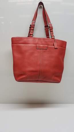 Coach Red Leather Pebbled Tote Bag