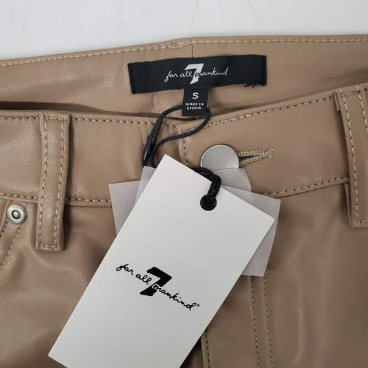 NWT 7 For All Mankind WM's Beige Vegan Leather Slim Pants Size SM image number 3