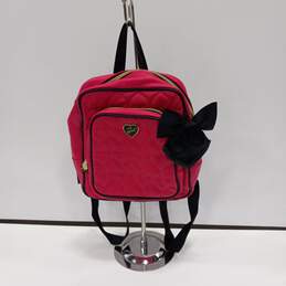 Women's Betsey Johnson Quilted Heart Hot Pink Backpack Purse