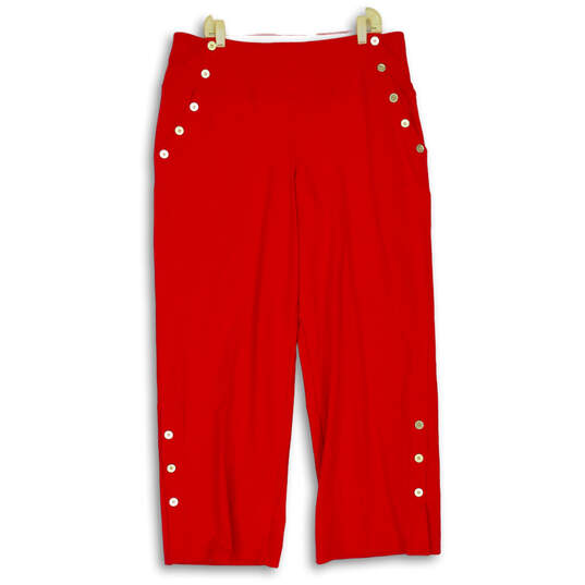 NWT Womens Red Flat Front Straight Leg Tummy Control Sailor Pants Size XL image number 1