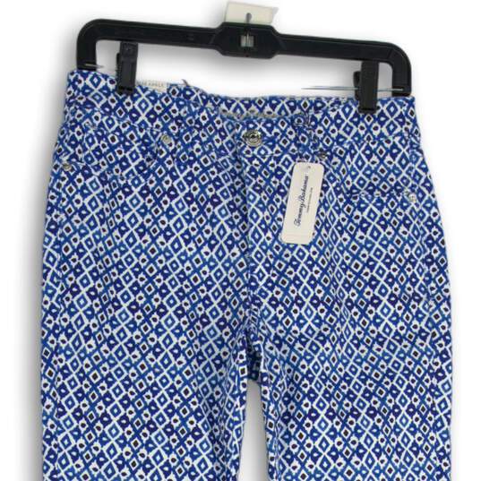 NWT Tommy Bahama Womens Ella Twill Blue White Tenali Tiles Ankle Pants Size 4 image number 3