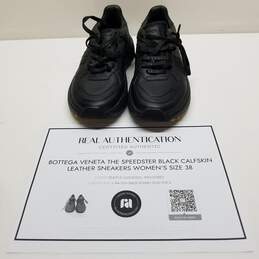 AUTHENTICATED Bottega Veneta The Speedster Black Calfskin Leather Sneakers Womens Size 38