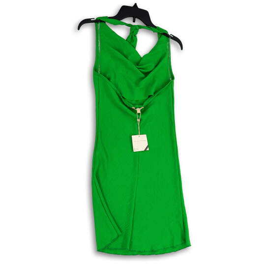NWT Womens Green Sleeveless Halter Neck Backless Shift Dress Size Small image number 1