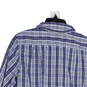 Womens Blue White Plaid Spread Collar Long Sleeve Shirt Dress Size 8 image number 4