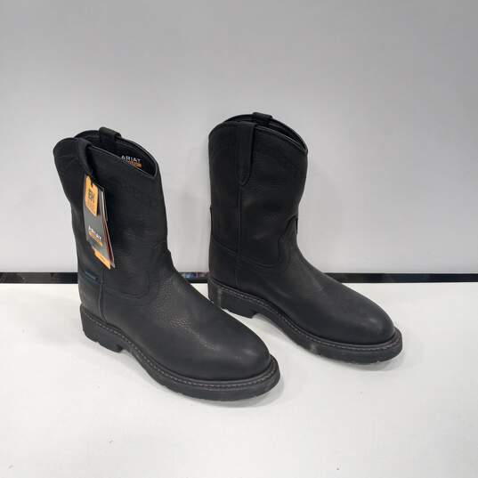 Ariat Men's Sierra Black Leather Waterproof Hard Toe Work Boot Size 9 image number 3