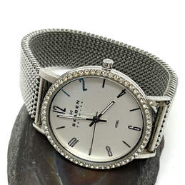 Designer Skagen Denmark Rhinestone Dial Stainless Steel Analog Wristwatch