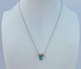 Signed P Skeet & CFJ 925 Turquoise Pendant Necklace & Drop Earrings 5.6g alternative image