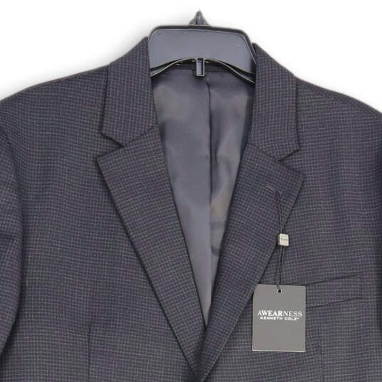 NWT Mens Black Check Notch Lapel Single Breasted Two Button Blazer Size 44R image number 3