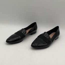 Womens Black Leather Almond Toe Slip-On Comfort Loafer Shoes Size 11 alternative image