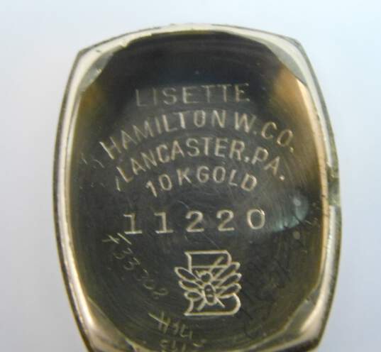 Vintage 10K Yellow Gold Case Hamilton 19 Jewel Mechanical Ladies Watch 12.8g image number 7