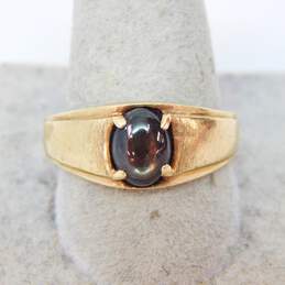 10K Yellow Gold Brown Star Sapphire Cabochon Tapered Band Ring For Repair 2.9g alternative image