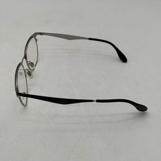 Mens Silver Black Clear Lens Full Rim Prescription Glasses With Case image number 4