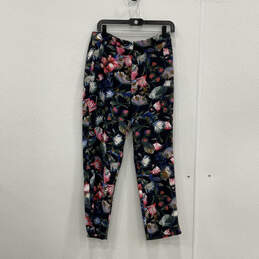 Womens Multicolor Floral Flat Front Pockets Straight Leg Ankle Pants Size 6