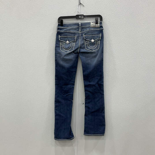 Womens Blue Denim Medium Wash 5 Pocket Design Bootcut Jeans Size 25 image number 2
