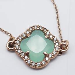 Dyadema Sterling Silver Rose Gold CZ Green 7.5in Crystal Petite Bracelet 3.1g alternative image