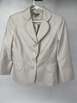 Ann Taylor Womens Beige Long Sleeve Four Button Blazer Size 4 T-0528886-D