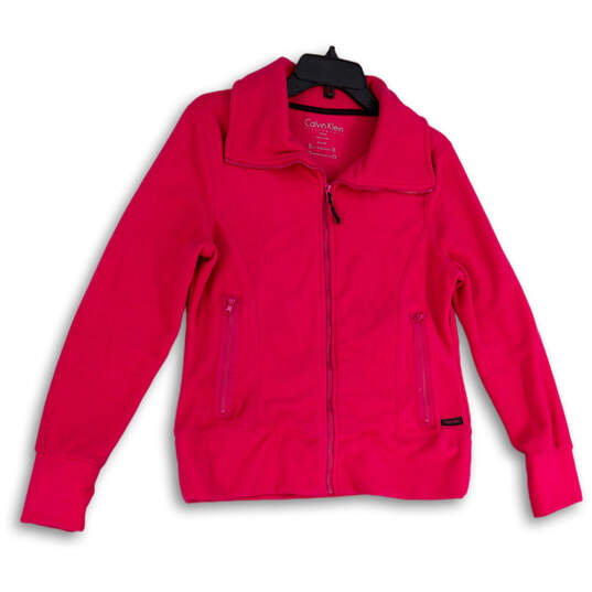 Womens Pink Collared Long Sleeve Pockets Full-Zip Activewear Jacket Size M image number 1