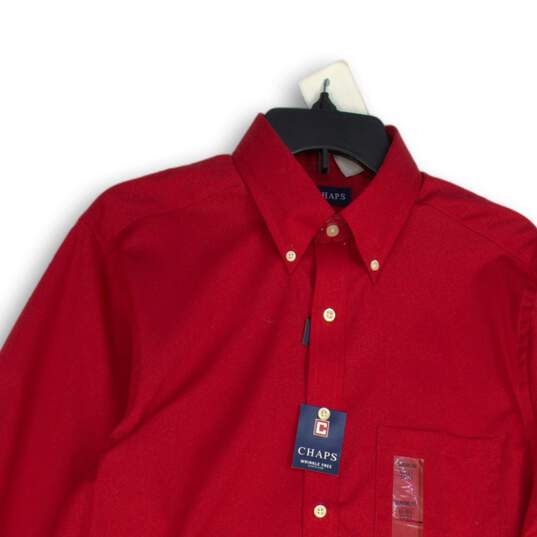 NWT Chaps Mens Red Collared Long Sleeve Dress Shirt Size 15-15.5 32/33 image number 3