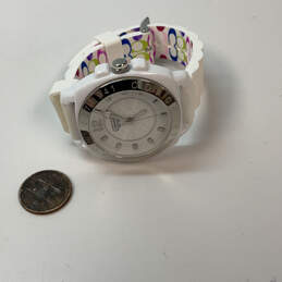 Designer Coach Silver-Tone White Rubber Strap Round Dial Analog Wristwatch alternative image