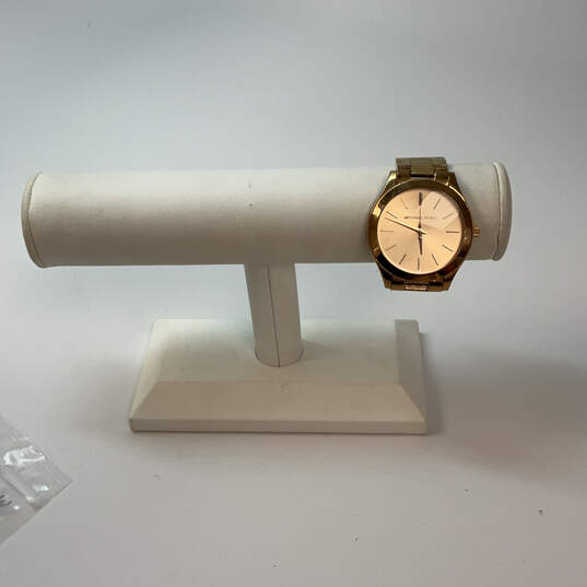 Designer Michael Kors Gold-Tone Dial Stainless Steel Analog Wristwatch image number 1