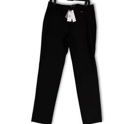 NWT Womens Black Flat Front Straight Leg Stretch Chino Pants Size 10X32