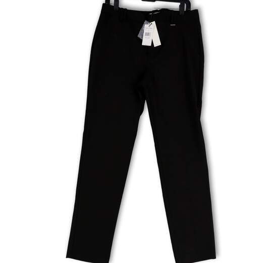 NWT Womens Black Flat Front Straight Leg Stretch Chino Pants Size 10X32 image number 1