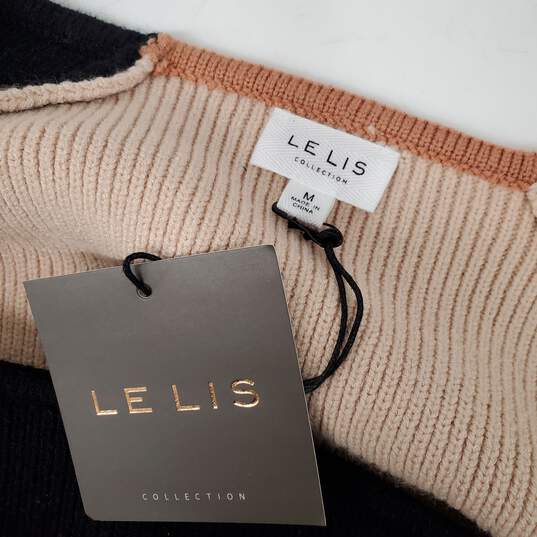 NWT LE LIS WM's Taupe Color Block Cropped Long Sleeve Sweater Top Size M image number 3