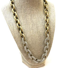 Designer J.Crew Gold-Tone Rhinestone Fashionable Large Link Chain Necklace