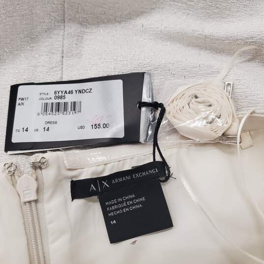 Armani Exchange Off-White Jacquard Crepe Studded Strapless Mini Dress Women's Size 14 image number 4