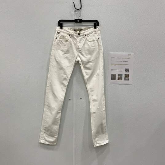 Burberry Womens White Denim Light Wash Skinny Leg Jeans Size 29W/32L With COA image number 1