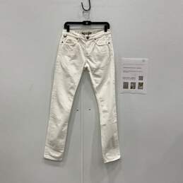 Burberry Womens White Denim Light Wash Skinny Leg Jeans Size 29W/32L With COA