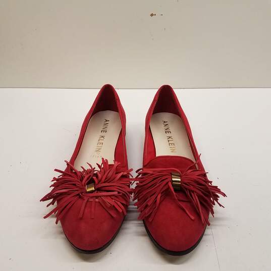 Anne Klein Dixie Red Suede Fringe Loafers Women's Size 10M image number 6