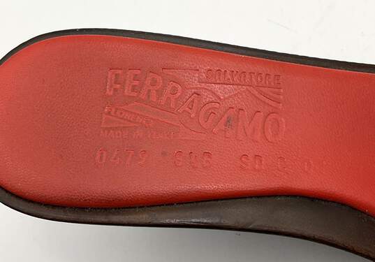 Salvatore Ferragamo Women's Orange Leather Heel Slides Size 8.5 image number 7