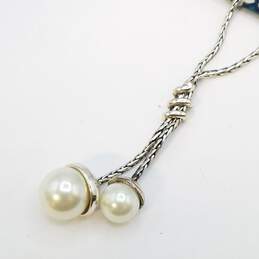 Brighton Silver Tone W/Cascading Faux Pearls On 15 In Necklace W/Bag 22.8g