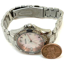 Designer Bulova 96L206 Silver-Tone Rhinestone Dial Analog Wristwatch alternative image