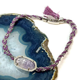 Designer Kendra Scott Silver-Tone Elaina Braided Friendship Charm Bracelet