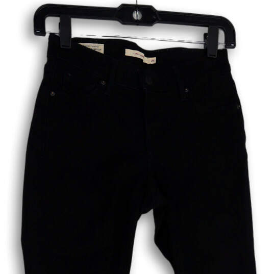 Womens Black Denim Dark Wash 5-Pocket Design Curvy Skinny Jeans Size 25 image number 3