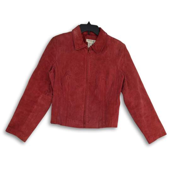 Coldwater Creek Womens Red Spread Collar Long Sleeve Full-Zip Jacket Size Medium image number 1