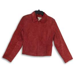 Coldwater Creek Womens Red Spread Collar Long Sleeve Full-Zip Jacket Size Medium
