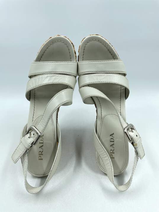 Authentic Prada Pale Gray Wedge Sandals W 10 image number 6