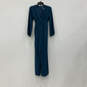 NWT Womens Blue Long Sleeve V-Neck Back Zip One-Piece Jumpsuit Size 00P image number 2