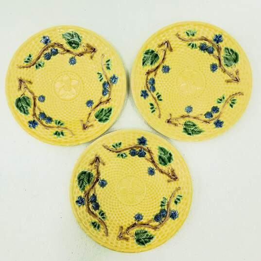 Tiffany & Co. Blackberries Yellow Basketweave Set of 3 Salad Plates image number 1