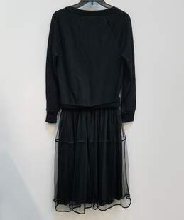 NWT Womens Black Round Neck Long Sleeve Pullover Fit & Flare Dress Size 0 alternative image