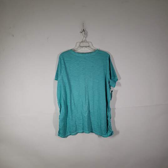 Womens Cotton Heather Short Sleeve V-Neck Ruched Side T-Shirt Size 18/20 image number 2