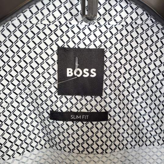 Hugo Boss Men Blue Printed Button Up Shirt XL NWT image number 3